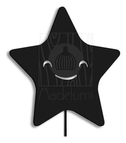 Luminária Abajur Parede Estrela Madeira G9 30cm Decoração Cor Preto