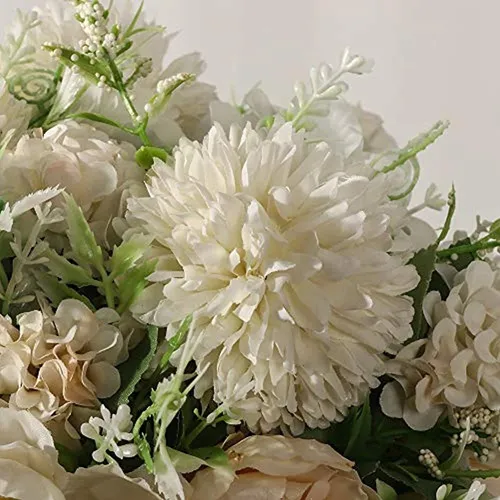 Jareling Peonías Flores Artificiales En Jarrón, Ramo De Flor