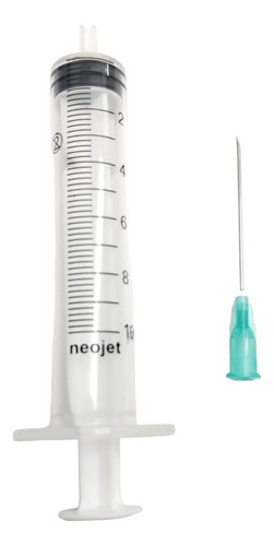 Jeringa 10ml Con Aguja 40x8 Estéril Neojet Caja X 100 Un Capacidad En Volumen 10 Cc