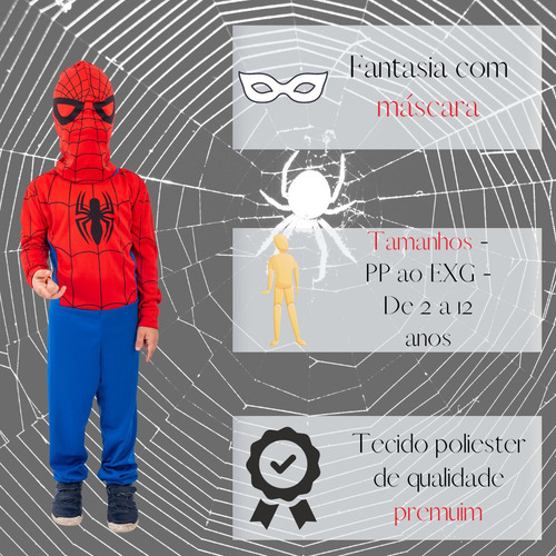 Imagem 6 de 7 de Fantasia Homem Aranha Infantil Festa De Criança Spiderman