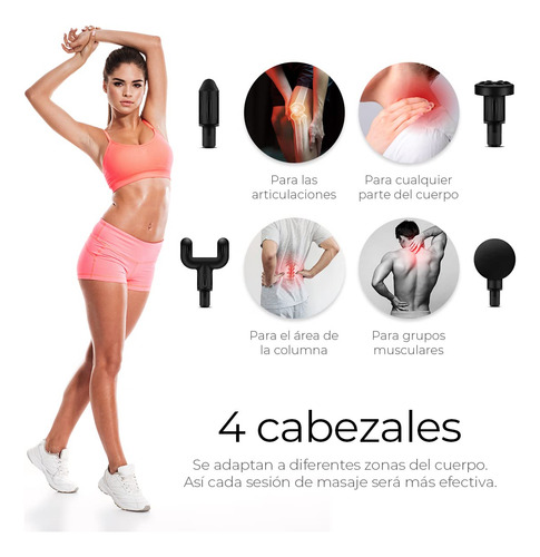 Pistola Masajeadora Con 4 Cabezas, Maquina Masajeadora De 6