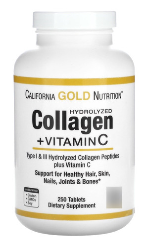 Colágeno Hidrolizado Tipo I Y Iii + Vitamina C 250 Tabletas