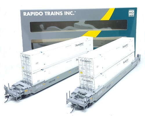 Ferromex Husky-stack Well Car 53', 2 Rapido Y Contenedores
