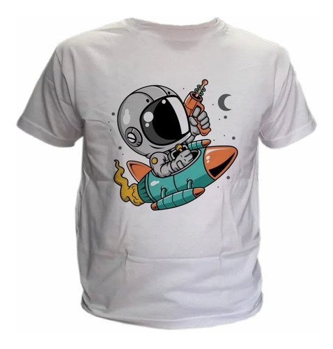 Remera Para Nenes A Pedido De Astronauta En Cohete - 0950