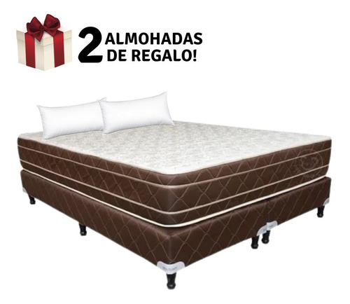 Imagen 2 de 10 de Colchón + Sommier Espuma Firme Queen 160x200 30cm 110 Kg