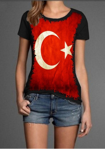 Blusa Fem. 5%off Bandeira Da Turquia Divertida Diferente Top