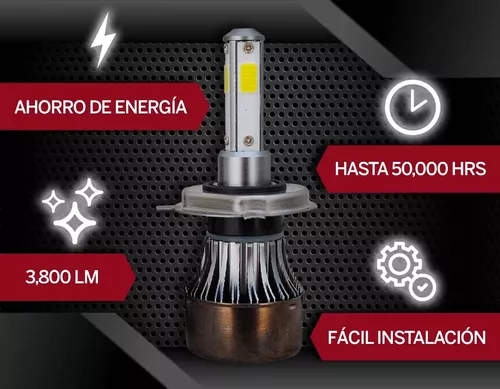 Par de Focos de LED con 4 Caras H4 de 3800 Lúmenes