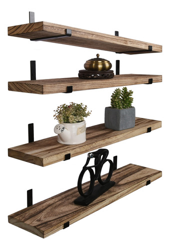 Estante Flotante Madera Rustica 24 Para Pared Baño Cocina 4