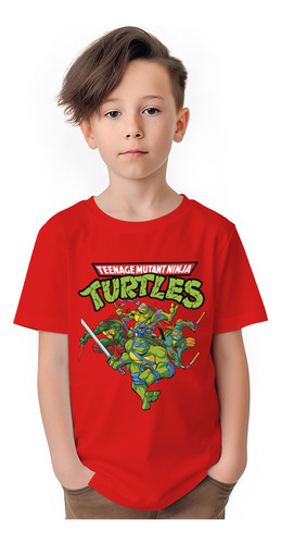 Polera Niños Tortugas Ninja A Algodón Wiwi