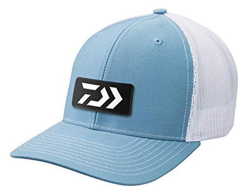 Gorra De Pesca Daiwa Trucker Azul Blanco Logo De Goma