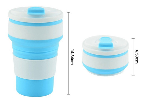 Imagem 3 de 8 de Copo Silicone Retrátil Dobrável Com Tampa 350ml