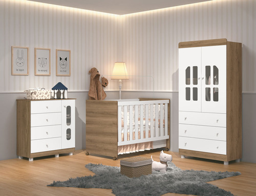 Conjunto Katatau Berço Comoda E Roupeiro 2 Portas - Reller
