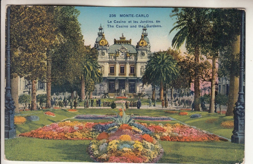 1927 Postal Casino Montecarlo Cursada De Monaco A Montevideo