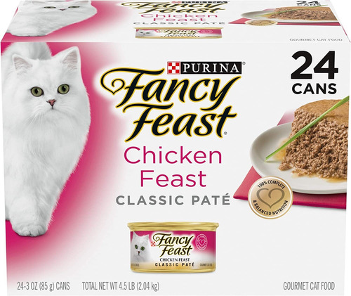 Alimento Húmedo Para Gatos De Pollo Paté (24) Latas De 3 Oz