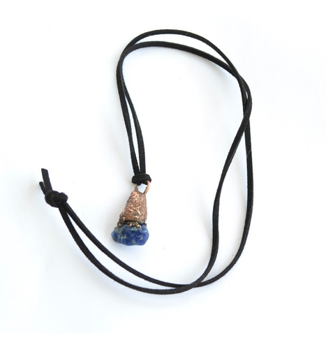 Imagen 4 de 5 de Collar Hombre, Piedra Natural Sodalita Y Cobre