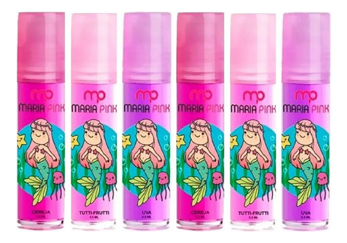 24 Brilho Gloss Labial Sereia Maria Pink Infantil Atacado