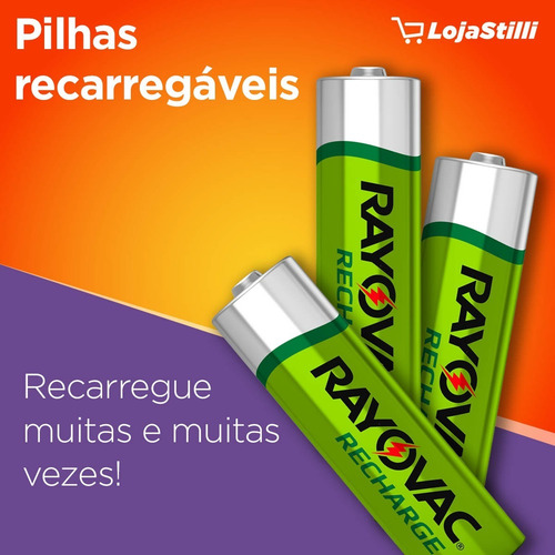 04 Pilhas Aa Recarregáveis 1350mah Rayovac 2 Cart C/ 2 Unid