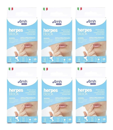 6 Herpes Block ® Adesivos Herpes Labial Natural E Eficiente