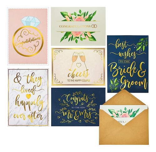 ~? Juvale 24 Pack Tarjetas De Boda Para Novios Con Sobres, F