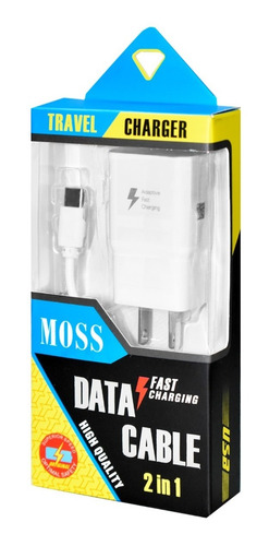 Imagen 1 de 7 de Combo Cargador 5v 2.0a Tipo C Carga Rapida Usb Datos Moss