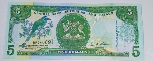 Billete De Trinidad Y Tobago 5 Dolares P.47 2006 Unc