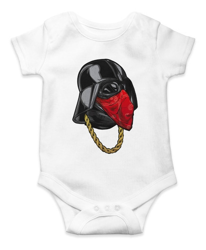 Body De Bebé Star Wars Dark Vader Con Cadena Y Pañuelo Rojo