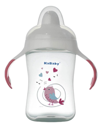 Copo Bebê Treinamento Bico Rigido 300ml +6 Meses Kababy Rosa