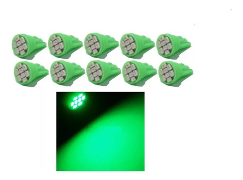X10 Ampolletas Luz Led Cola De Pescado T10 Color Verde