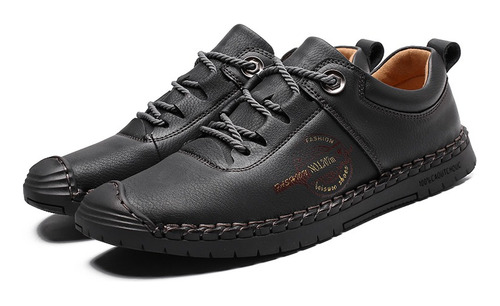 Mens Round Toe Casual Zapatos De Cuero Suave Mocasines