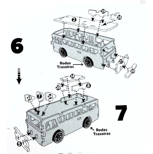 Quebra Cabeça De Madeira 3d Mini Veículo Ônibus - Dm Toys