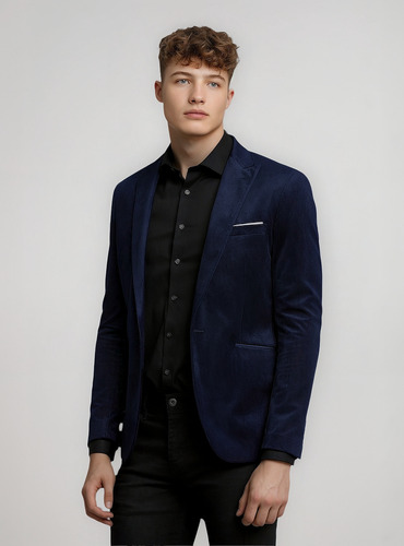 Saco Blazer De Pana Entallado Hombre