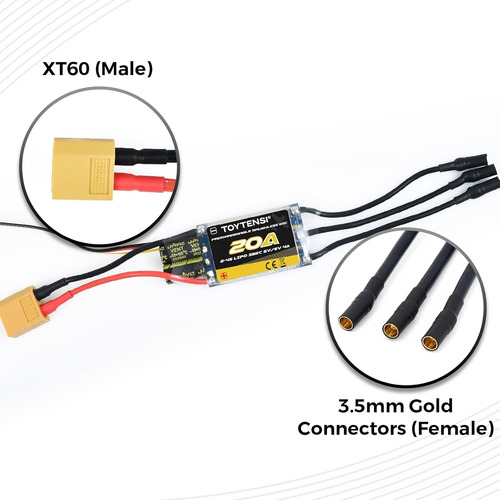 Motor Sin Escobillas Rc 20a 2-4s Esc Para Avión Rc Con Sbec