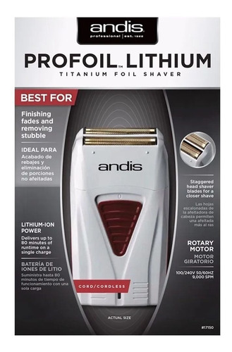 Afeitadora Andis Profoil Lithium + Repuesto Cabezal Foil