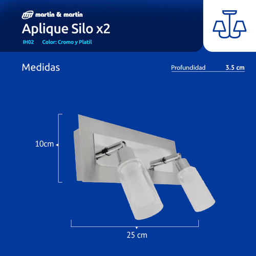Aplique Pared Rectangular Silo X2 - Martin Y Martin