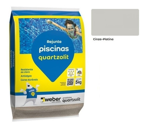 Imagem 1 de 2 de Kit 05 Sacos Rejunte Para Piscina 5kg Weber Quartzolit Cores