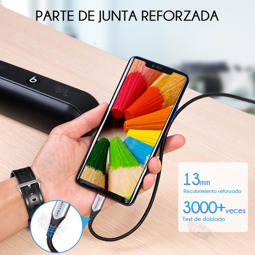 Cable Usb 2.0 A Tipo C Vention 1m Carga Rápida Datos 3a Color Negro