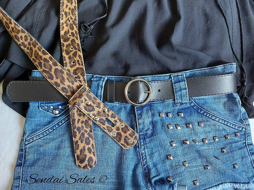Cinto Animal Print Fivela Redonda Removível + Tira Extra