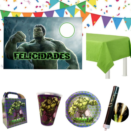 Hulk Paq Articulos Fiesta 30 Niños Cumpleaños