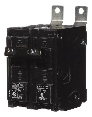 Interruptor Termomagnetico Siemens 2 Polos 30 Amperes