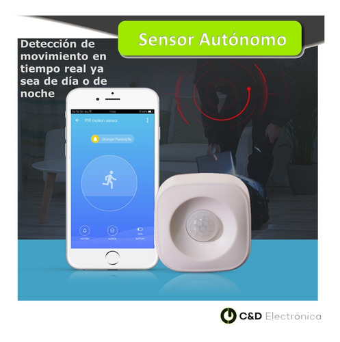 Imagen 2 de 9 de Sensor Detector De Movimiento Inalámbrico Autónomo Wifi