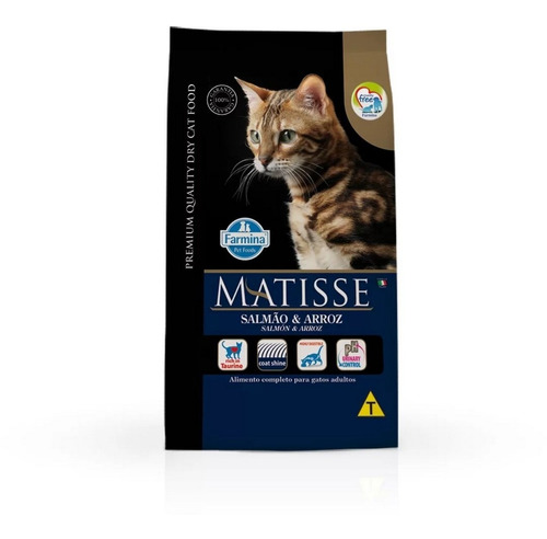 Ração Para Gatos Adultos Sabor Salmão E Arroz 7,5kg Matisse