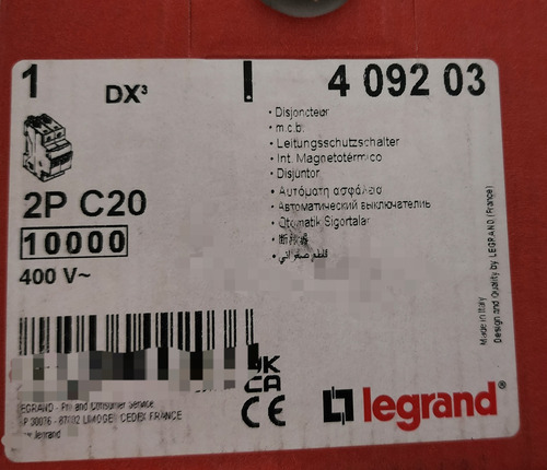 Interruptor Automatico 2p 20a Curva C 15 Ka 409203 Legrand