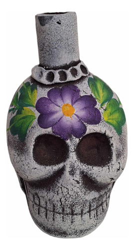 Porta Velas Calavera Decorativa Para Ofrenda Mexicana 21 Cm