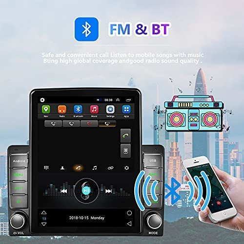 Android Doble Din Radio Vertical Vehiculo Pantalla 9.5