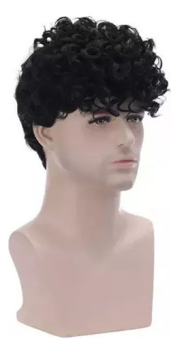 Novo Perucas Perucas Masculinas Cabelo Curto Encaracolado