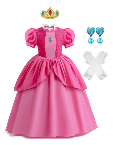 Vestido De Princesa Color Melocotón Para Niña  Disfraz De Ac