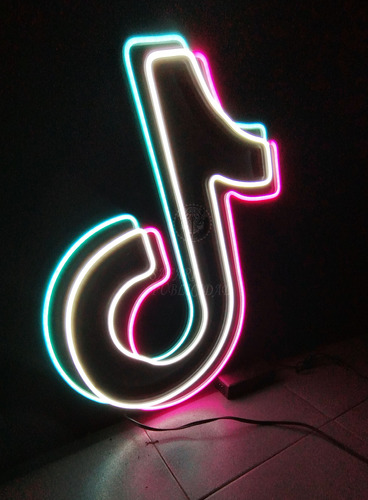 Cartel Logo Tiktok En Neón Led / Deco / Figuras / Hogar