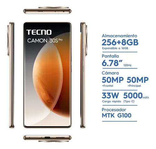 Tecno Camon 30s Pro 4 256gb Dorado 8gb Ram Carga Inalámbrica