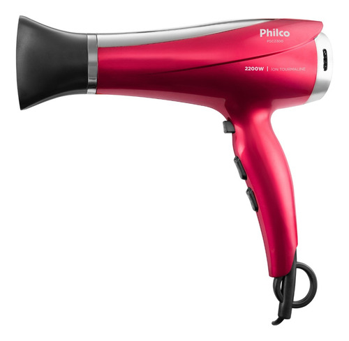 Secador De Cabelos Psc2300 Motor Dc 2200w Philco Bivolt Vermelho