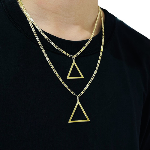 Elegante Collar Triángulo Premium Chapa 18k Con Cadena Dorado